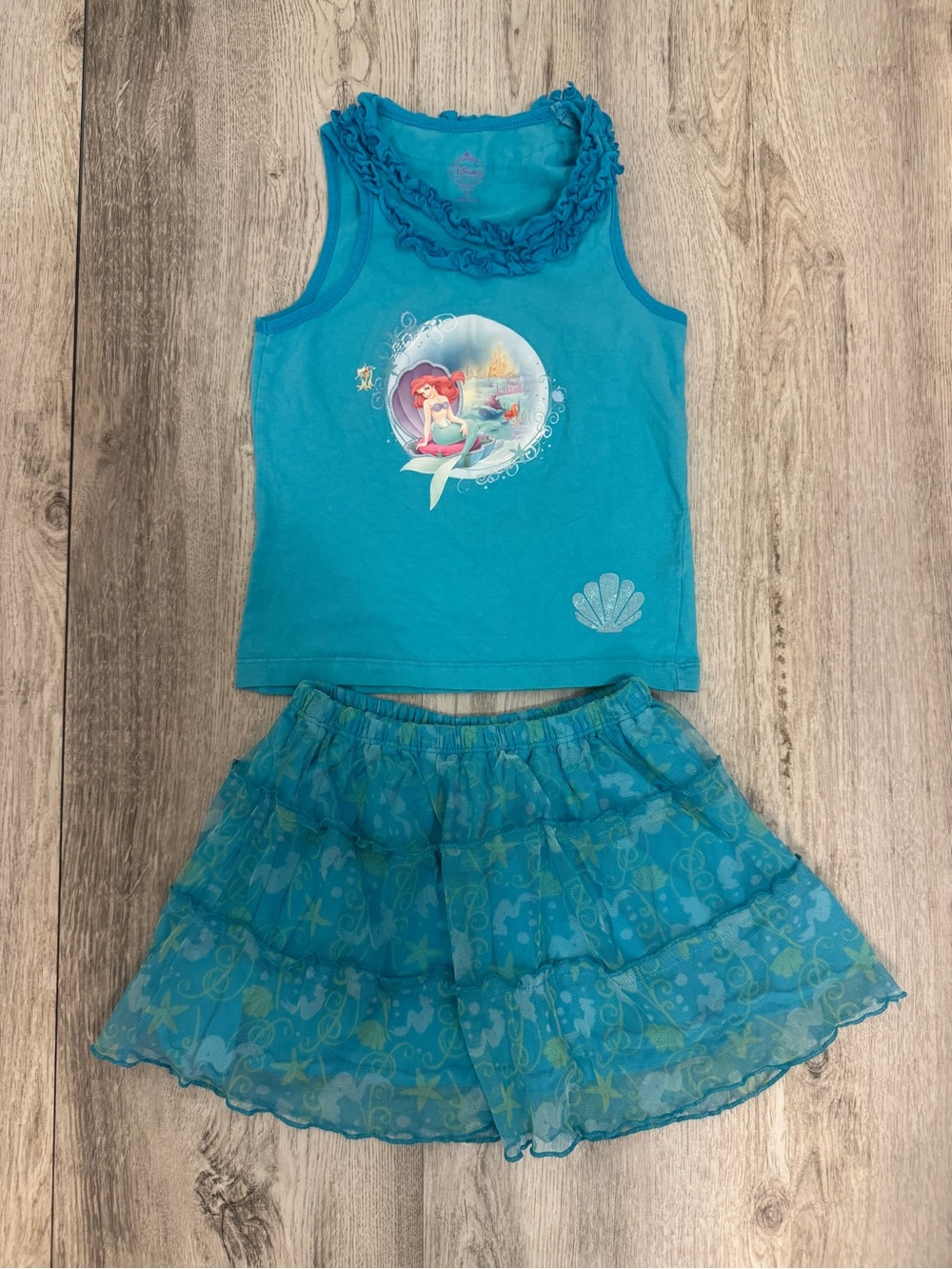 Disney Teal Mermaid Tank Top & Skirt Matching Set